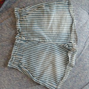 Cute Denim Shorts with White Stripes | Soft & Stretchy with Elastic Band | XXXL